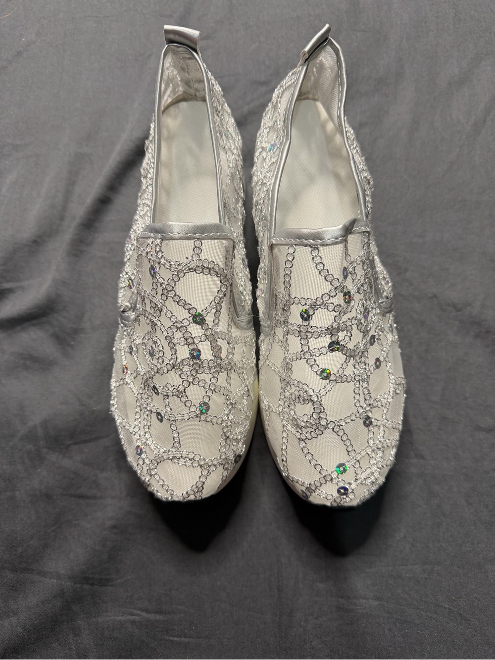 Embellished White Slip-On Crystal Sneakers